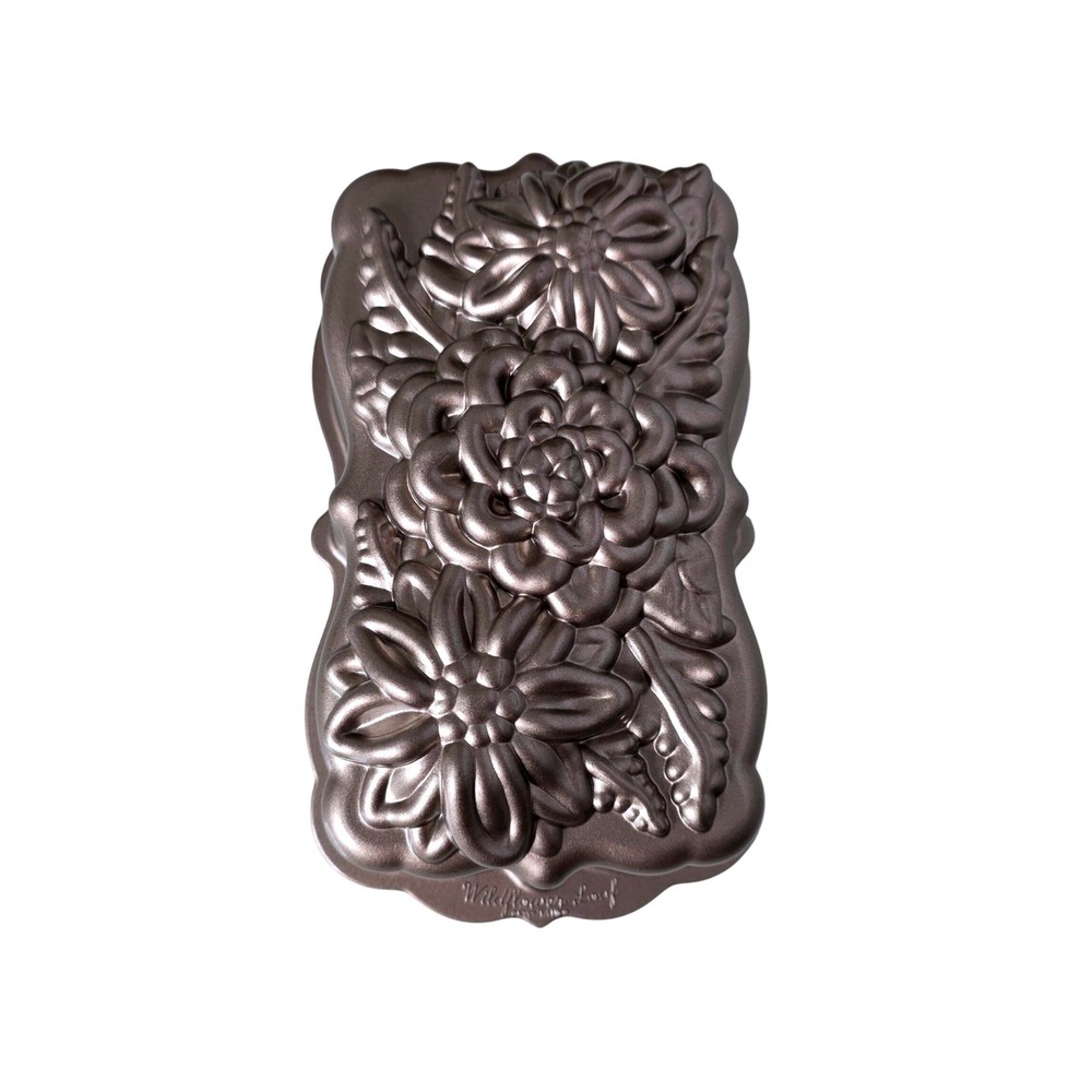 Nordic Ware Wildflower Loaf Pan Bronze 6 Cup Cast Aluminum Floral Baking Mold